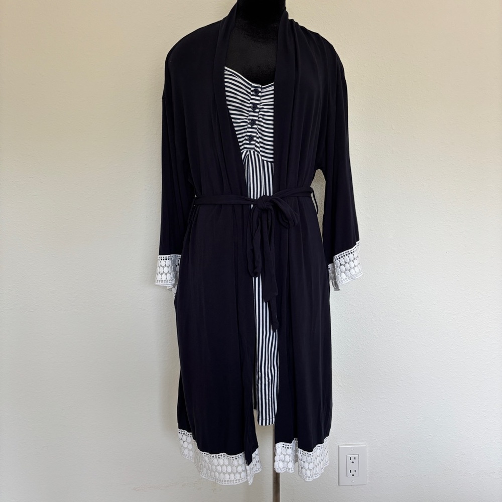 Angel Maternity Navy Nighty Dress and Robe